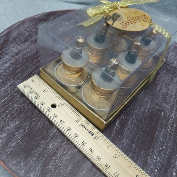 Gold Mini Champagne Bucket Candles Set Of 6 In Clear Gift Box With Gold Ribbon - Picture 8 of 9